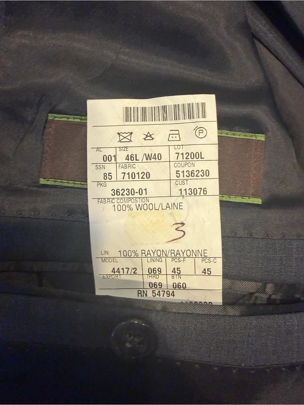 Joseph Abboud Checkered Navy Blue Wool Blazer with Pants